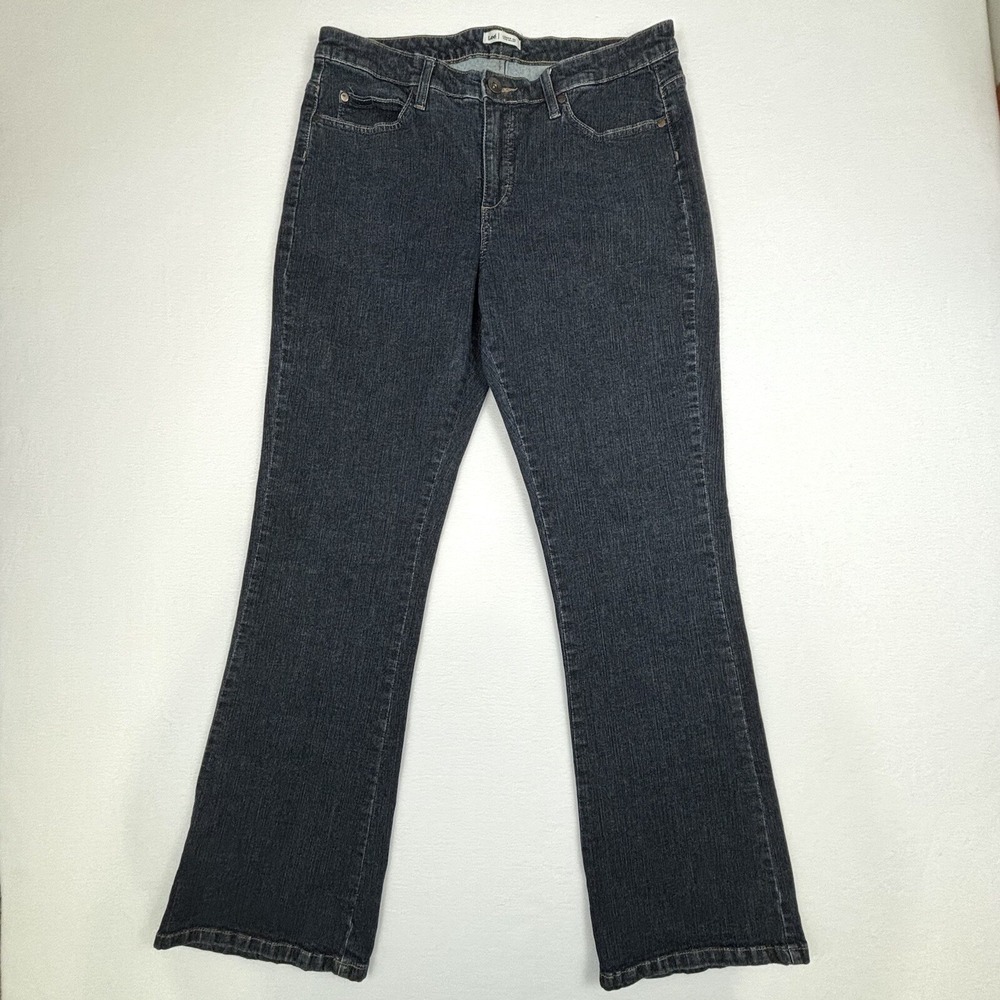 Lee Riders Jeans Womens 14 Mid-Rise Bootcut 5-Pocket Zip Dark Wash Blue Denim